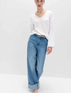 Cotton Blend V-Neck Slim Fit Jumper