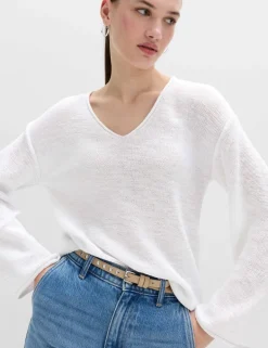 Cotton Blend V-Neck Slim Fit Jumper