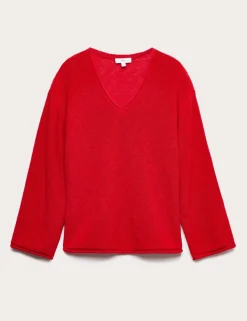Cotton Blend V-Neck Slim Fit Jumper