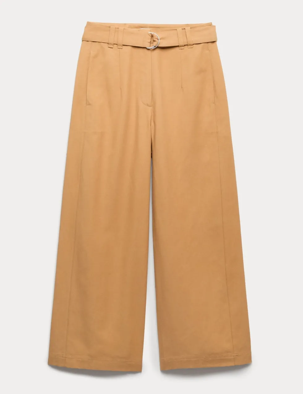 Cotton Blend Wide Leg Trousers