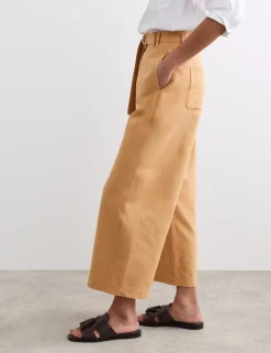 Cotton Blend Wide Leg Trousers