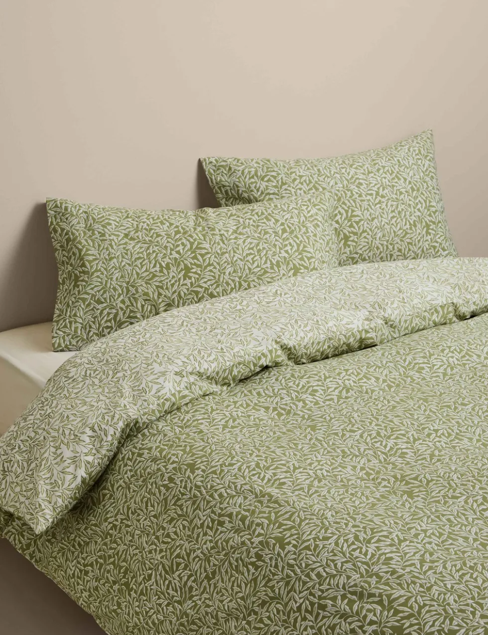 Cotton Blend Willow Leaf Printed Bedding Set