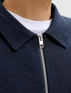 Cotton Blend Zip Up Cardigan