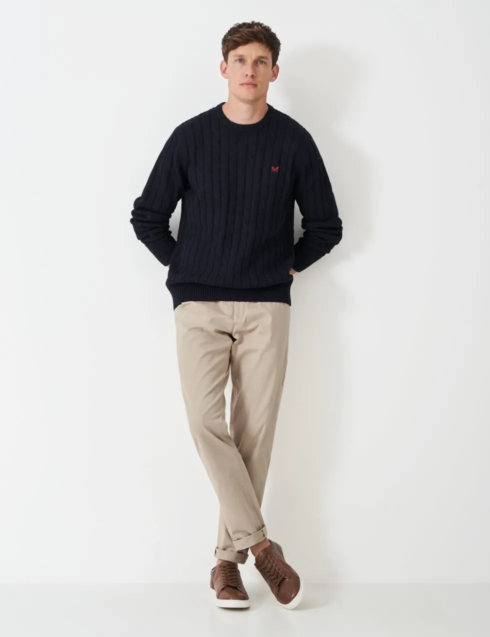 Cotton Cable Crew Neck Jumper