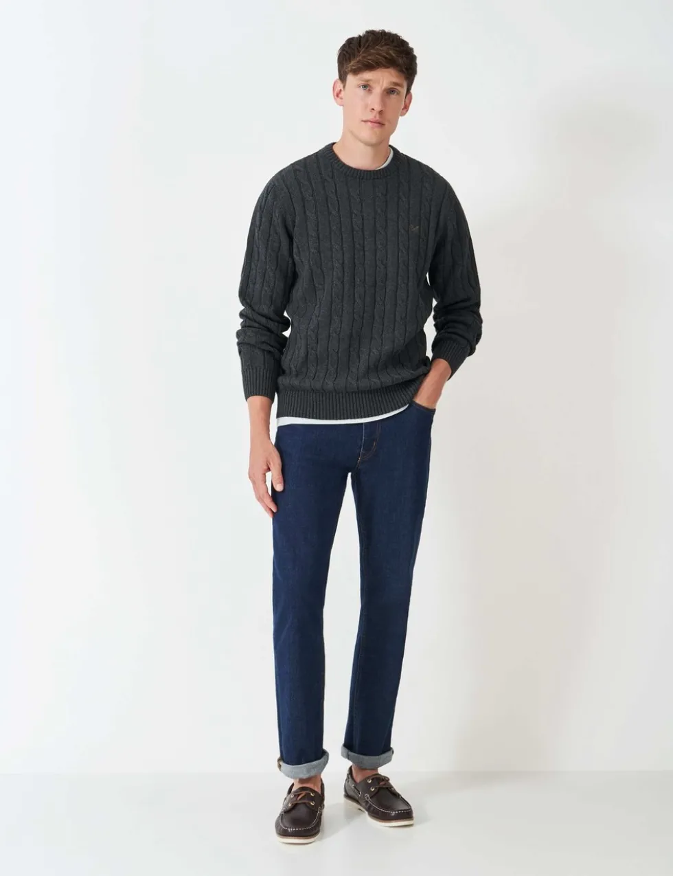 Cotton Cable Crew Neck Jumper