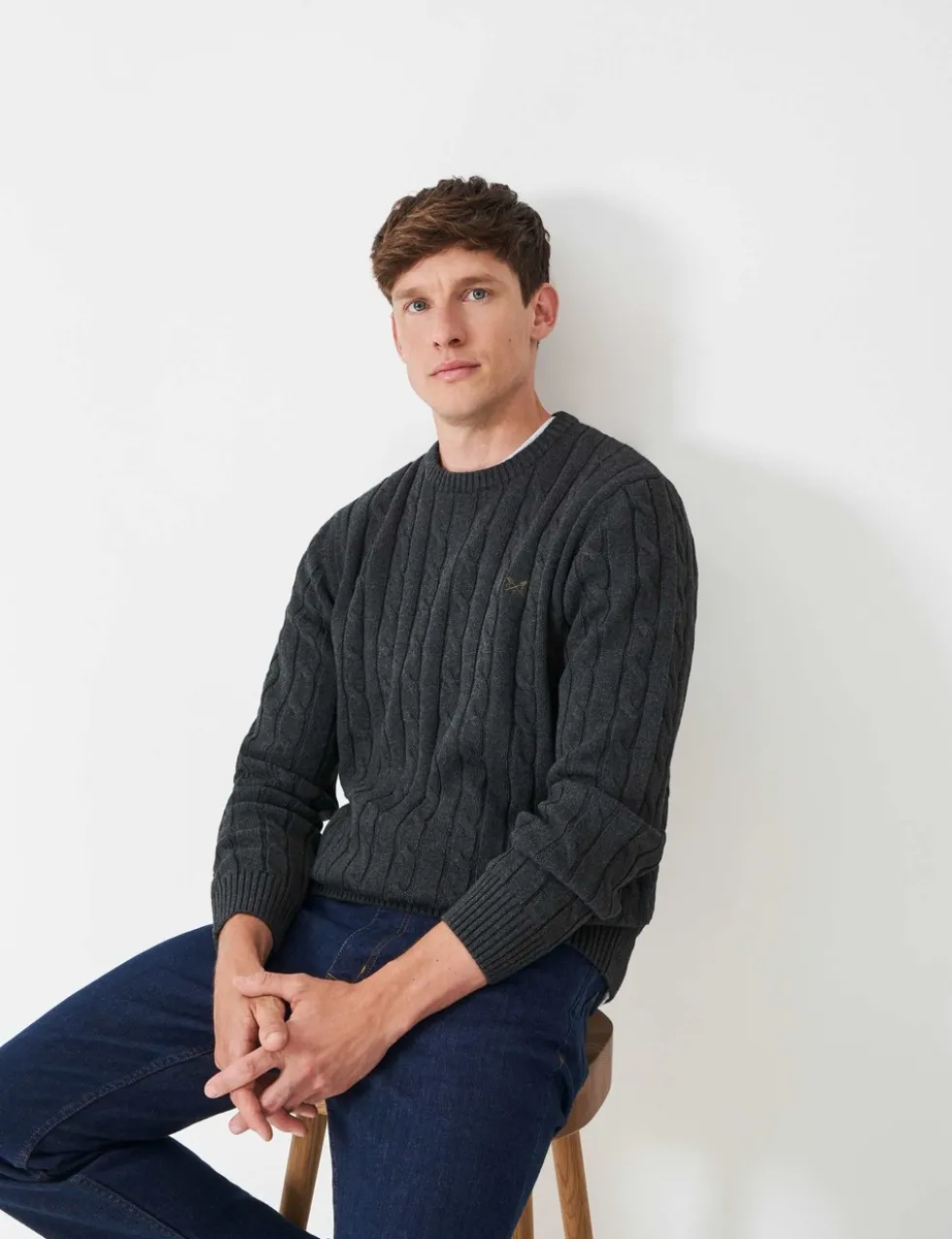 Cotton Cable Crew Neck Jumper