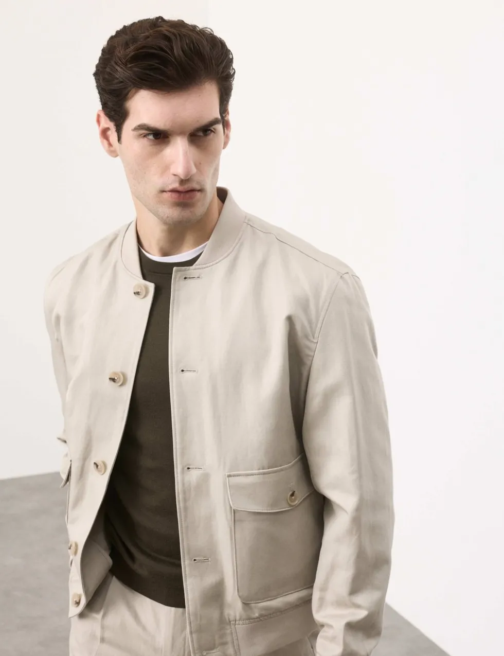 Cotton Linen Blend Bomber