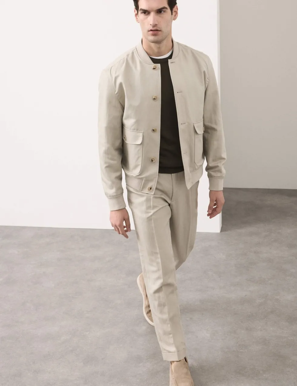 Cotton Linen Blend Bomber