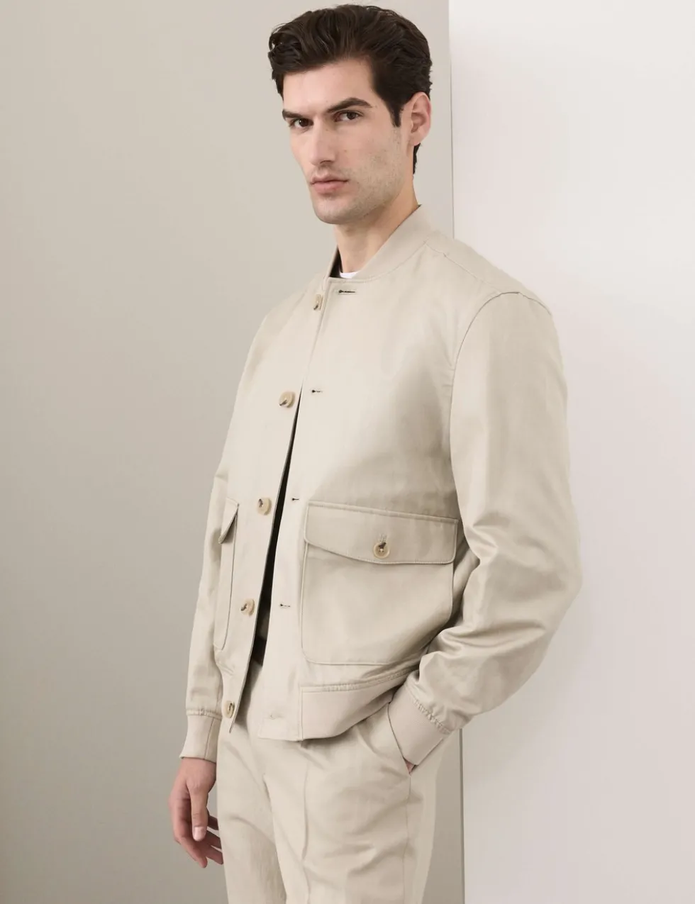 Cotton Linen Blend Bomber
