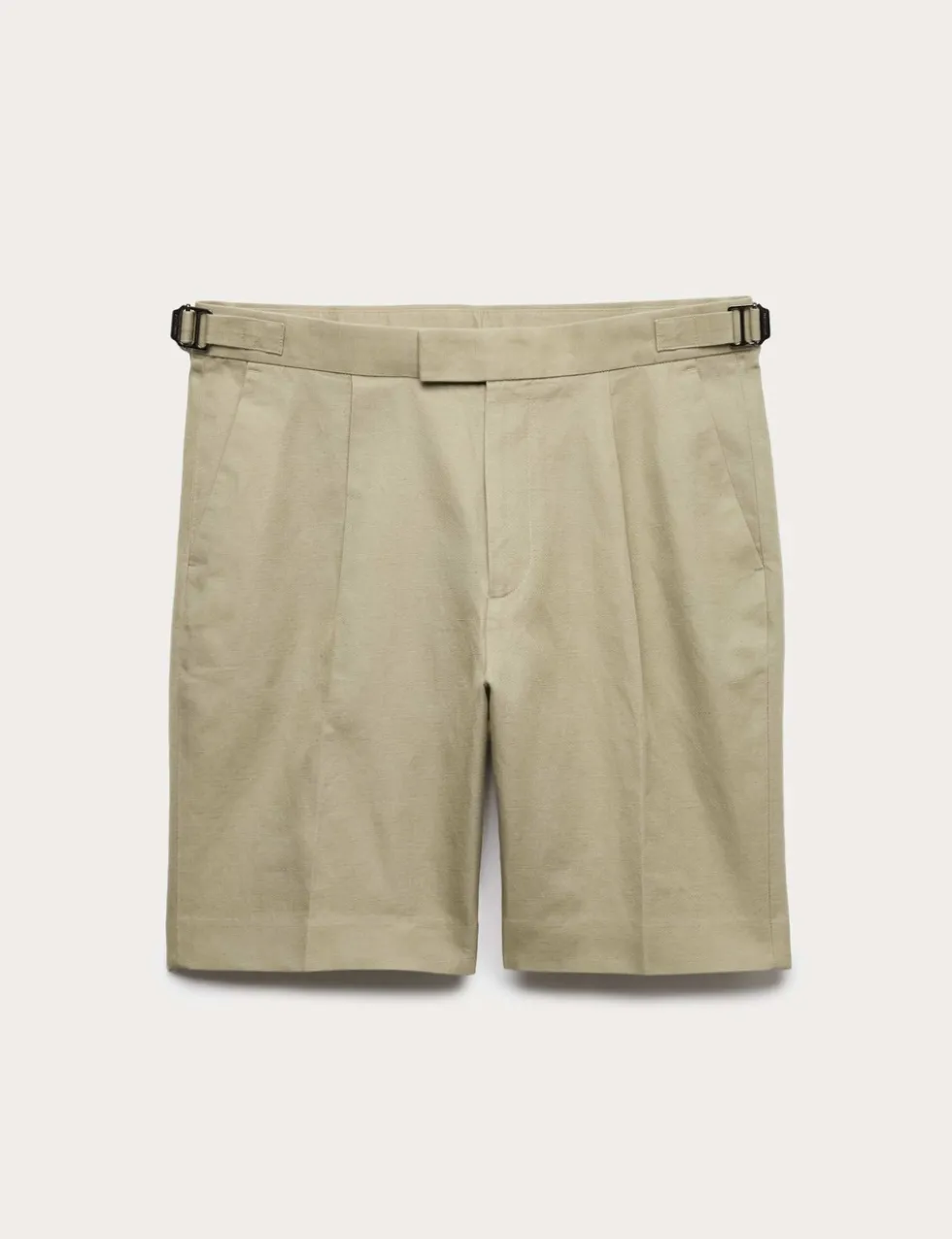 Cotton Linen Blend Pleat Front Shorts