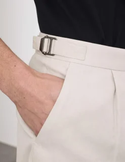 Cotton Linen Blend Pleat Front Shorts