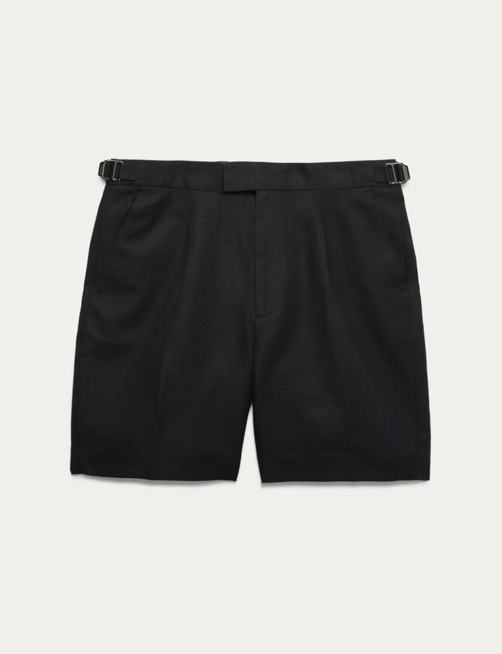Cotton Linen Blend Pleat Front Shorts