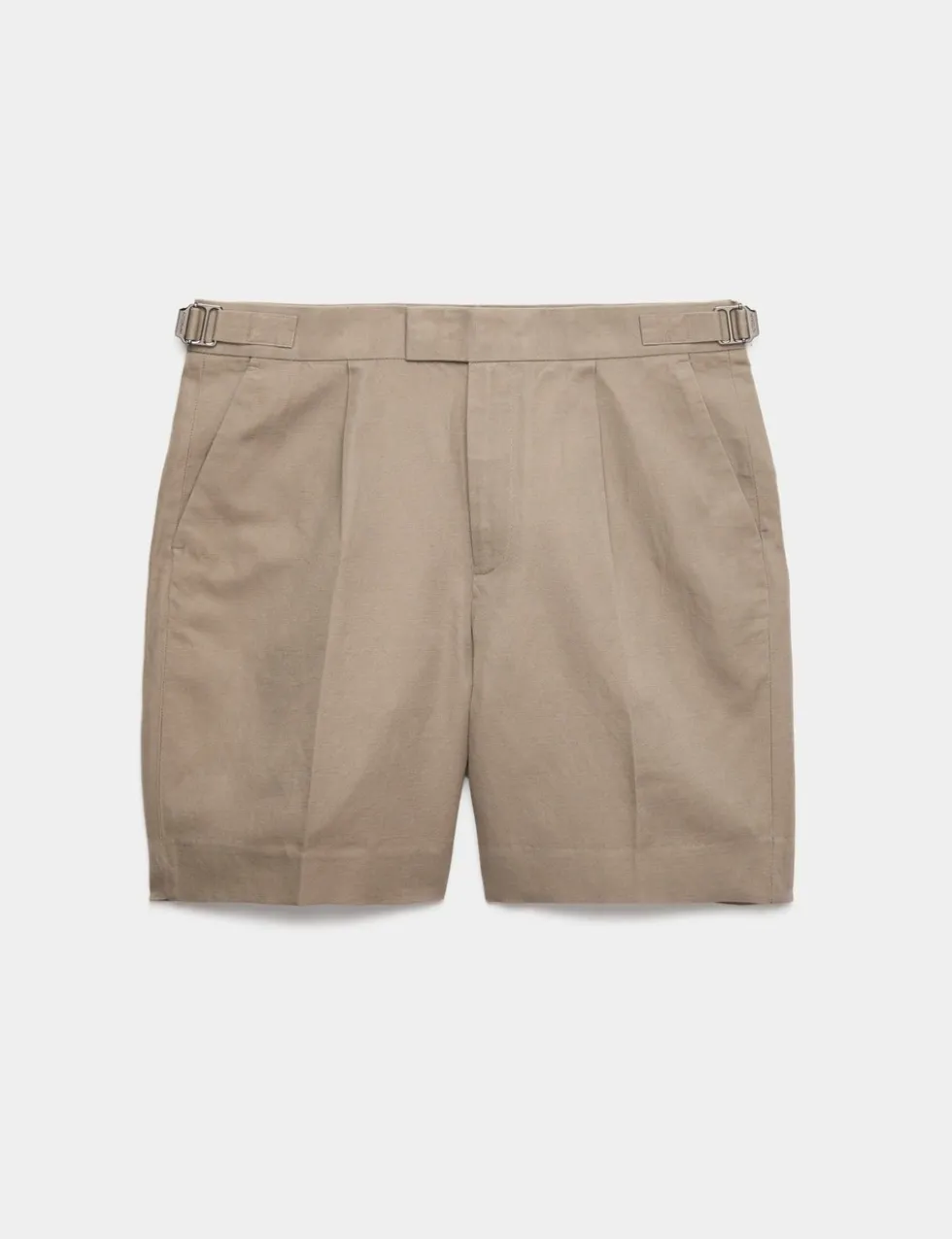 Cotton Linen Blend Pleat Front Shorts