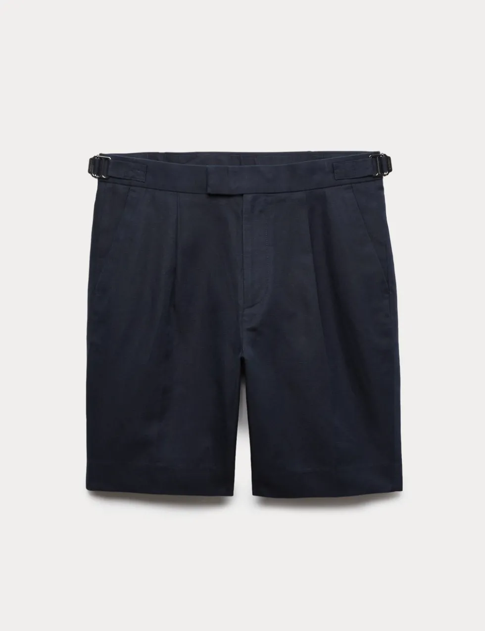 Cotton Linen Blend Pleat Front Shorts