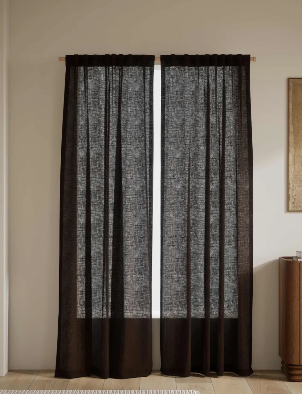 Cotton Linen Blend Sheer Multiway Curtains