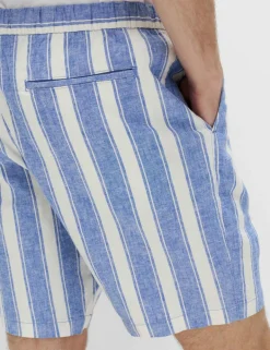 Cotton Linen Blend Stretch Shorts