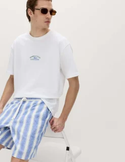 Cotton Linen Blend Stretch Shorts