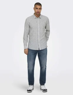 Cotton Linen Blend Striped Shirt