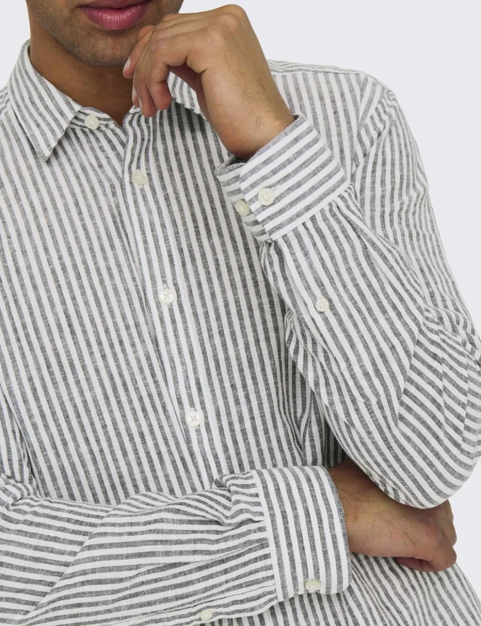 Cotton Linen Blend Striped Shirt