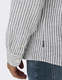 Cotton Linen Blend Striped Shirt