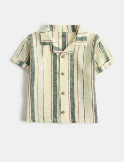 Cotton Linen Blend Striped Shirt (0-5 Yrs)