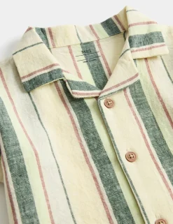 Cotton Linen Blend Striped Shirt (0-5 Yrs)