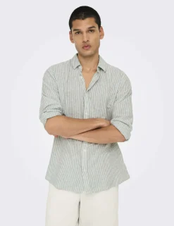 Cotton Linen Blend Striped Shirt
