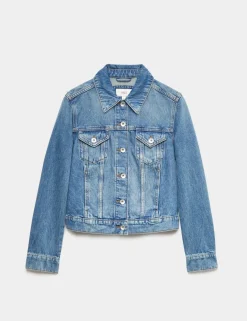 Cotton Lyocell Blend Denim Trucker Jacket