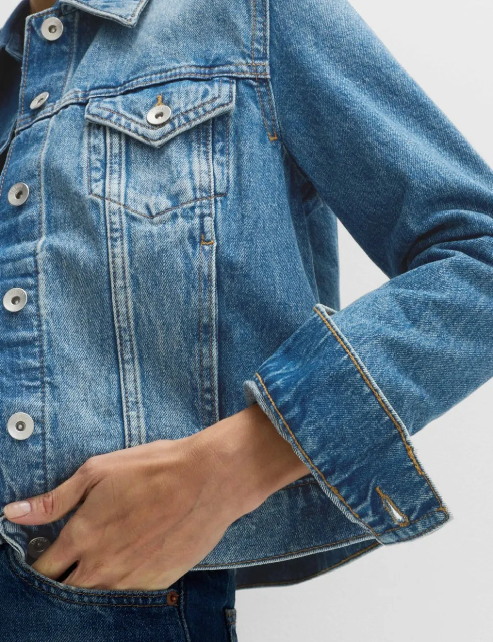 Cotton Lyocell Blend Denim Trucker Jacket