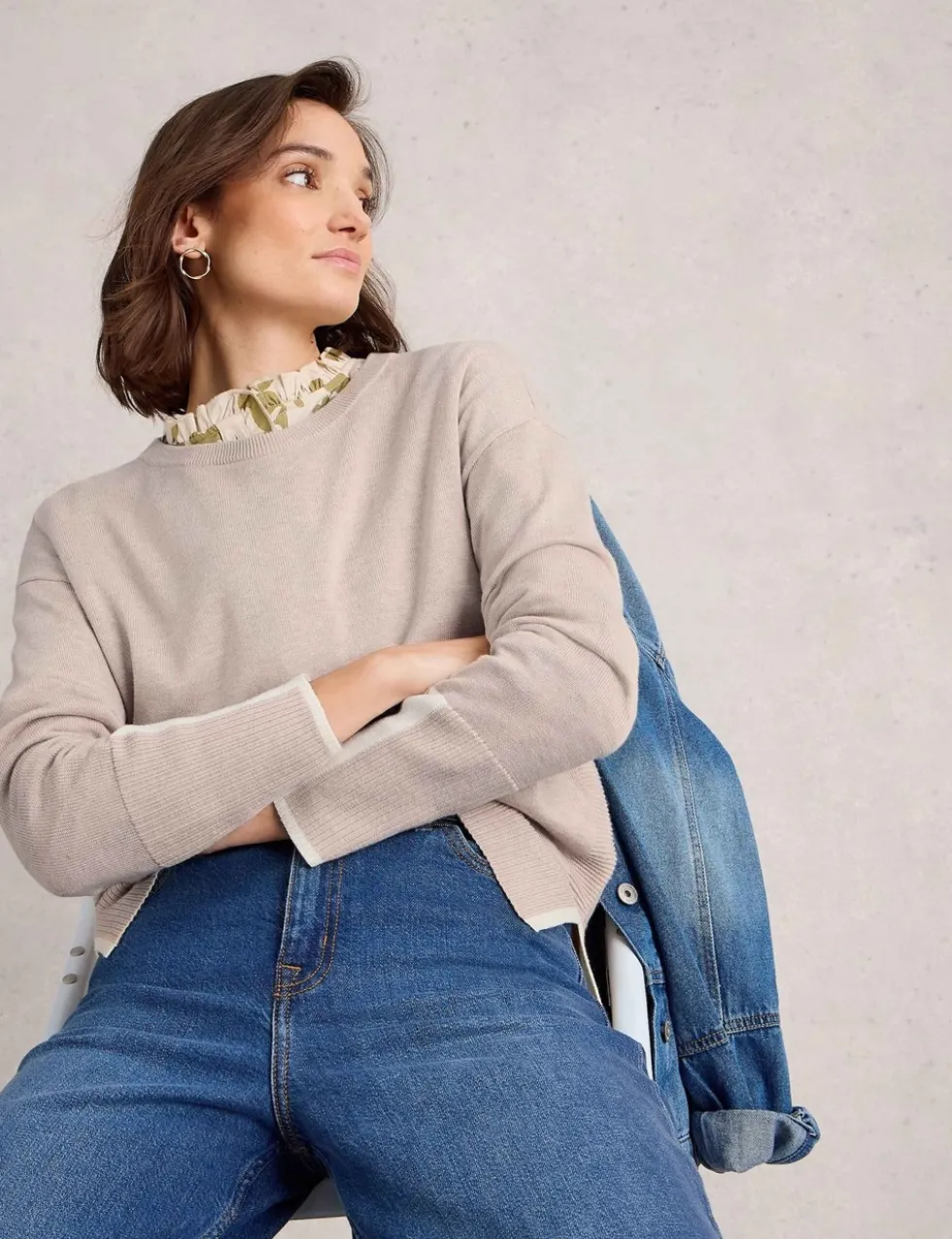 Cotton Modal Blend Crew Neck Jumper