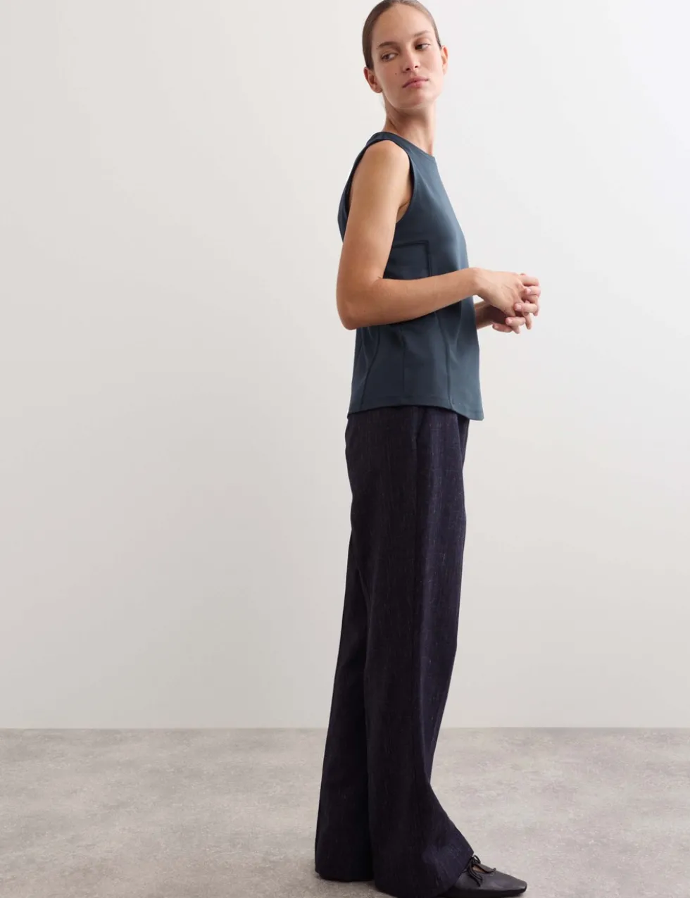 Cotton Modal Blend Shell Top with Stretch