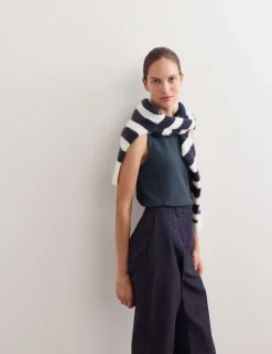Cotton Modal Blend Shell Top with Stretch