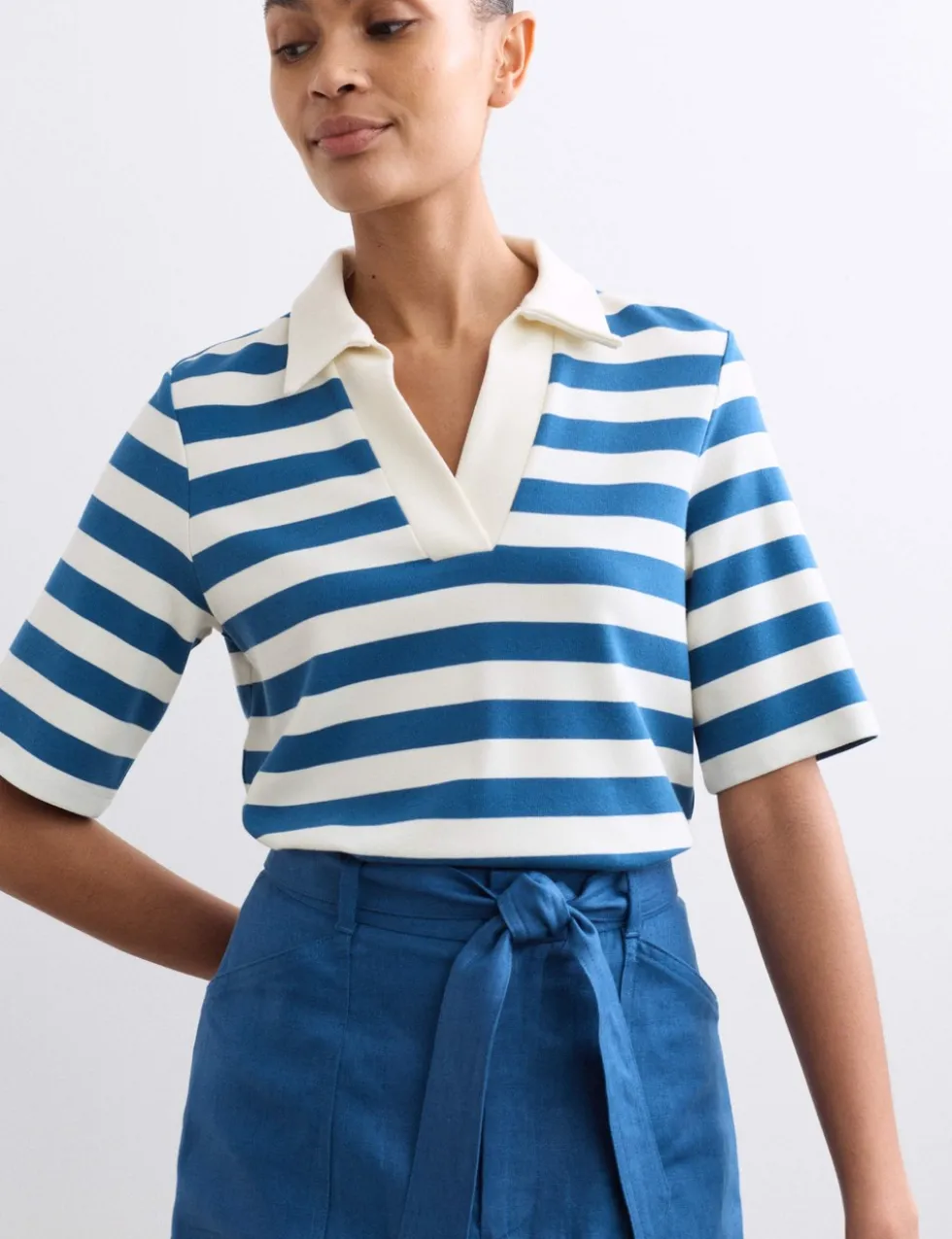 Cotton Modal Blend Striped T-Shirt