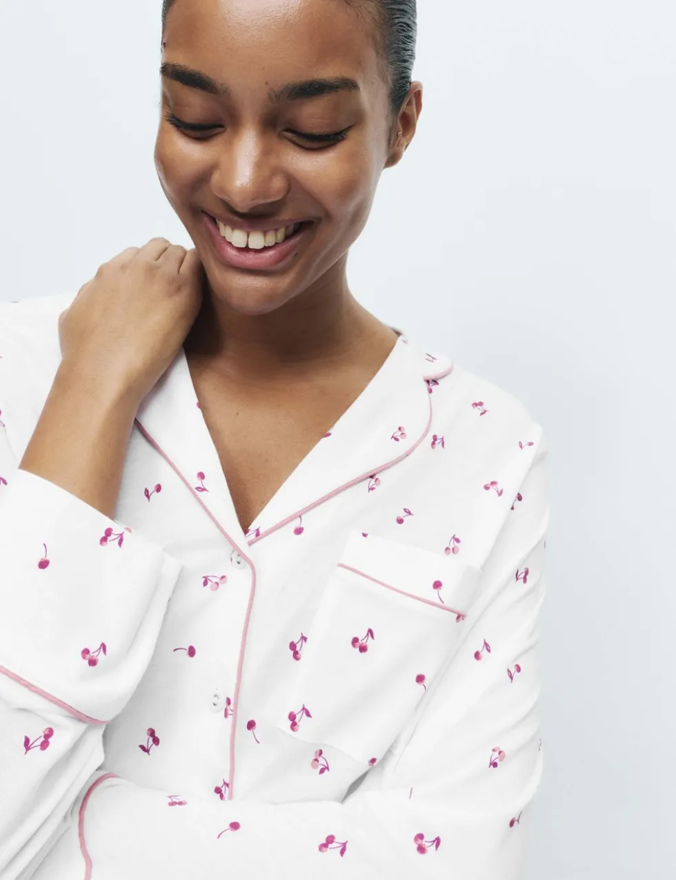 Cotton Modal Cherry Print Pyjama Set