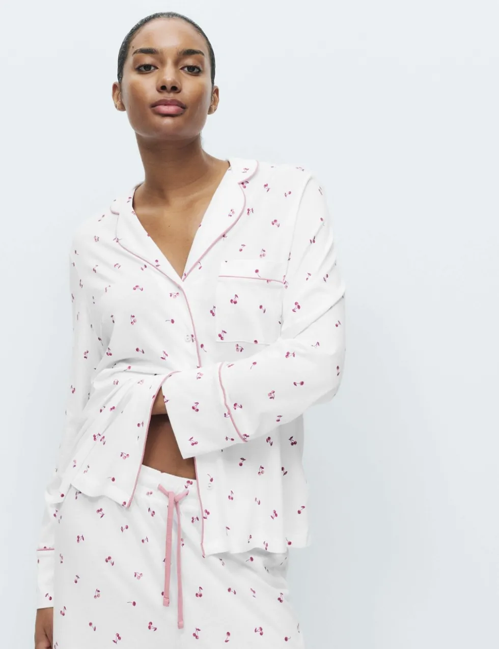 Cotton Modal Cherry Print Pyjama Set