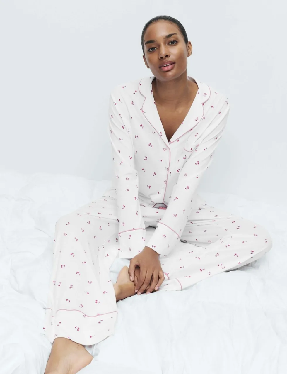 Cotton Modal Cherry Print Pyjama Set