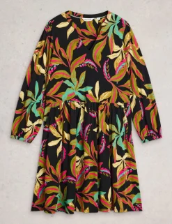Cotton Modal Floral V-Neck Waisted Dress