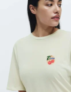 Cotton Modal Fruit Graphic Oversized T-Shirt