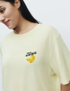 Cotton Modal Fruit Graphic Oversized T-Shirt
