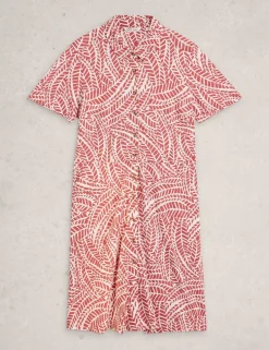 Cotton Modal Jersey Palm Print Shirt Dress