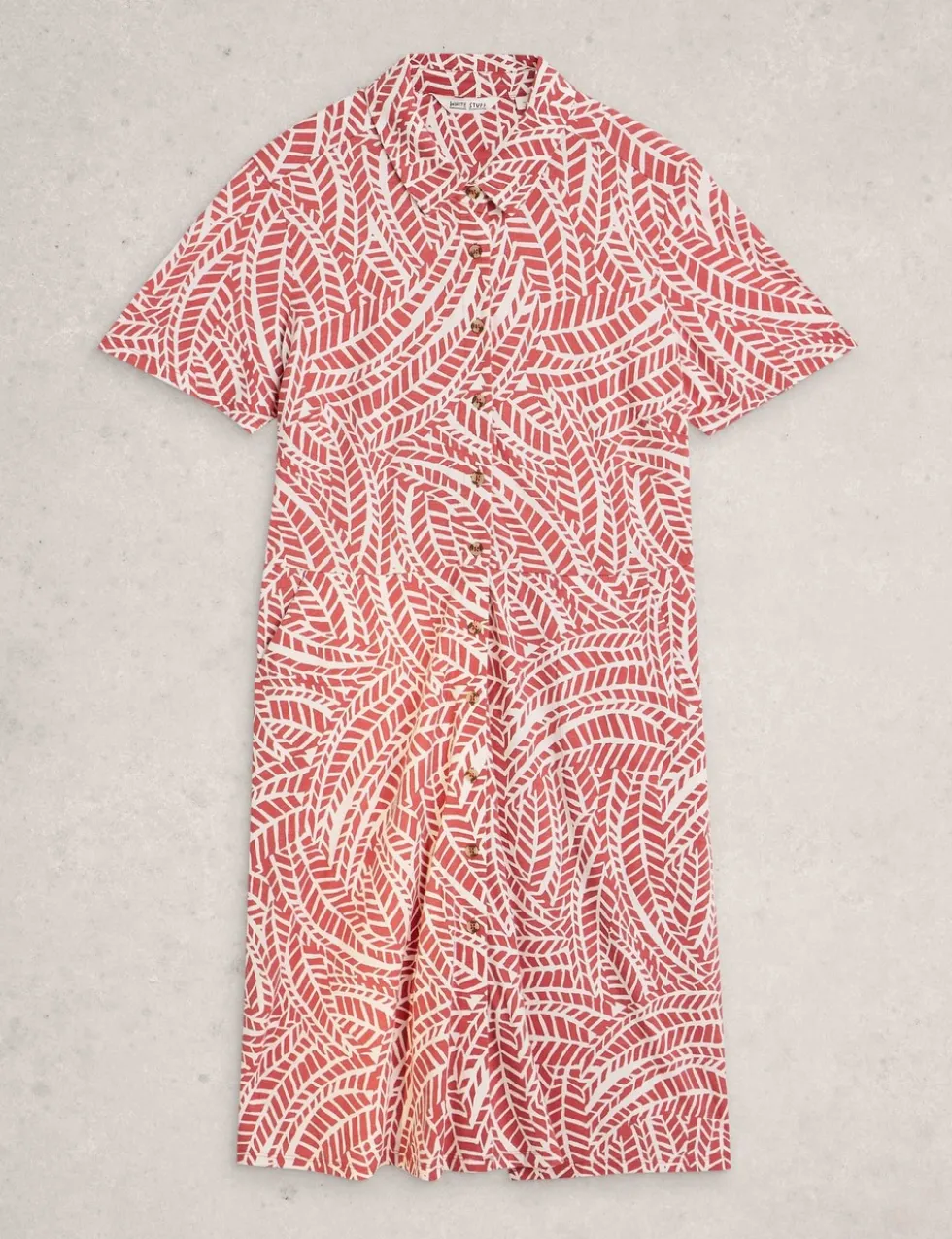 Cotton Modal Jersey Palm Print Shirt Dress