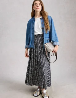 Cotton Modal Jersey Printed Maxi Skirt