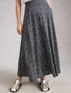 Cotton Modal Jersey Printed Maxi Skirt
