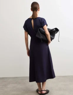 Cotton Modal Jersey Woven Midi Dress