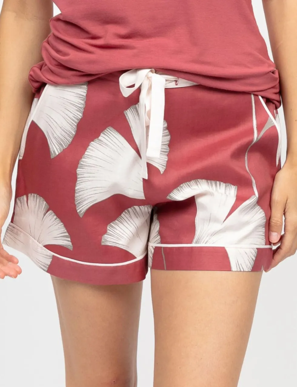 Cotton Modal Leaf Print Pyjama Shorts