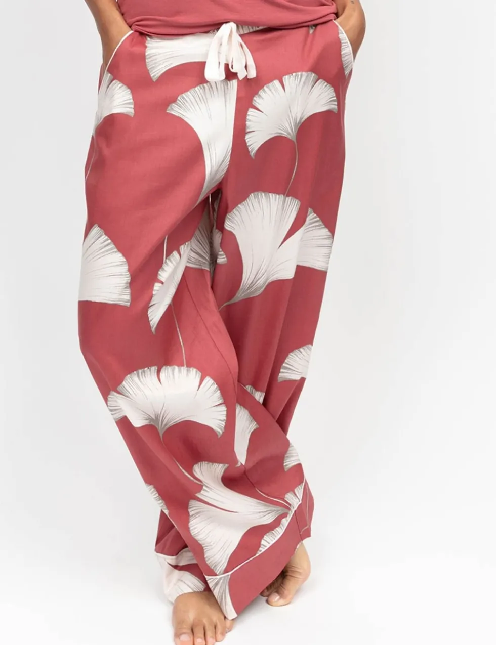 Cotton Modal Leaf Wide Leg Pyjama Bottoms