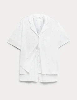 Cotton Modal Printed Revere Shortie Set