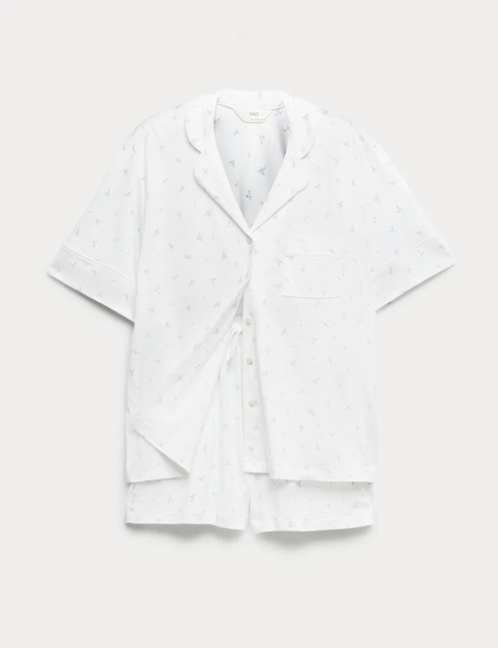 Cotton Modal Printed Revere Shortie Set
