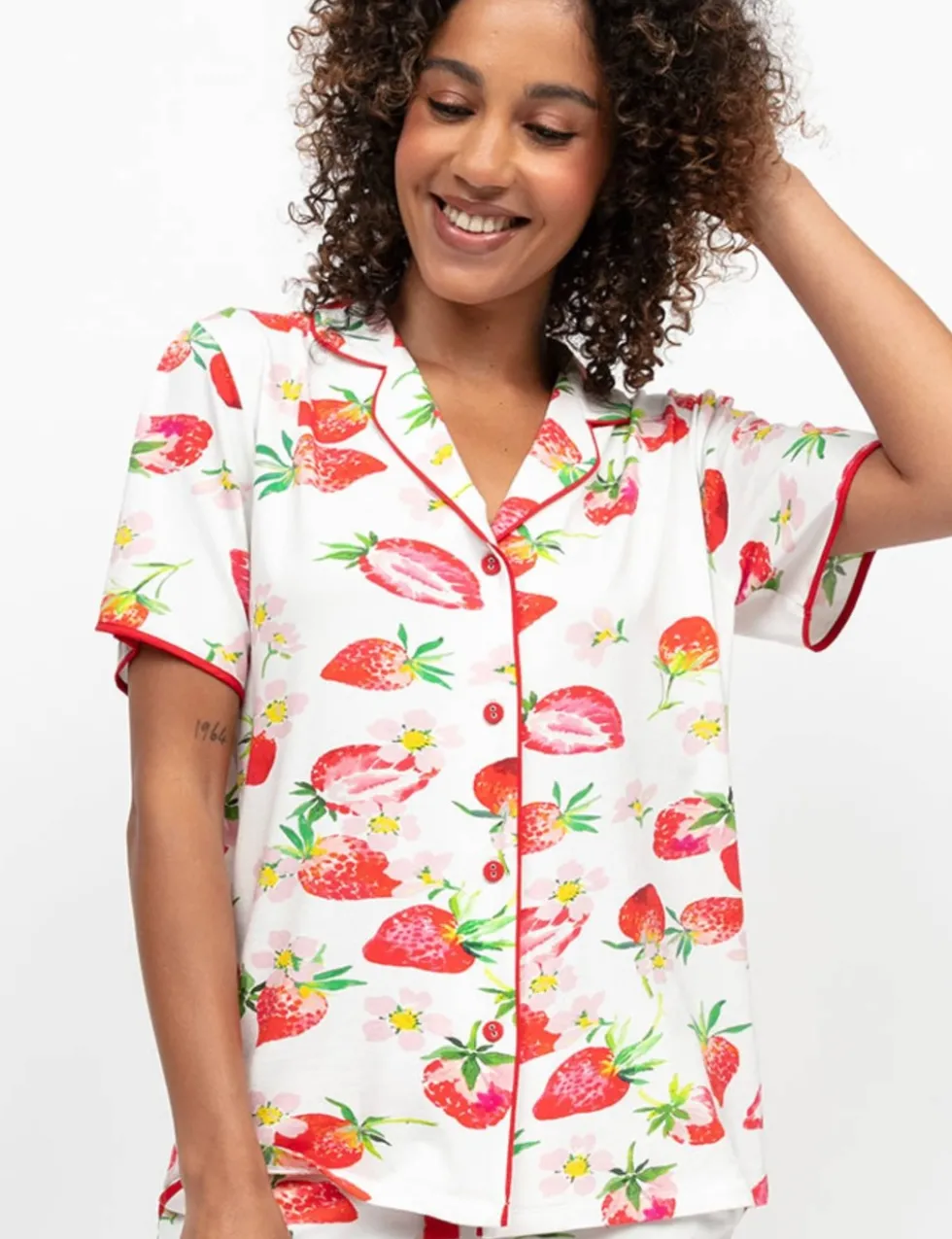 Cotton Modal Strawberry Pyjama Top