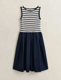 Cotton Modal Striped Crew Neck Skater Dress